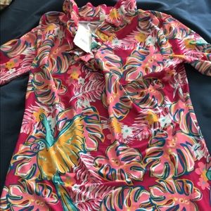 Simply southern “leaves & parrots “ dress Large